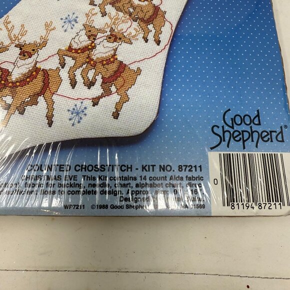 Christmas Eve Stocking Counted Cross-Stitch Kit Good Shepherd 87211 Santa Sleigh - Picture 3 of 3